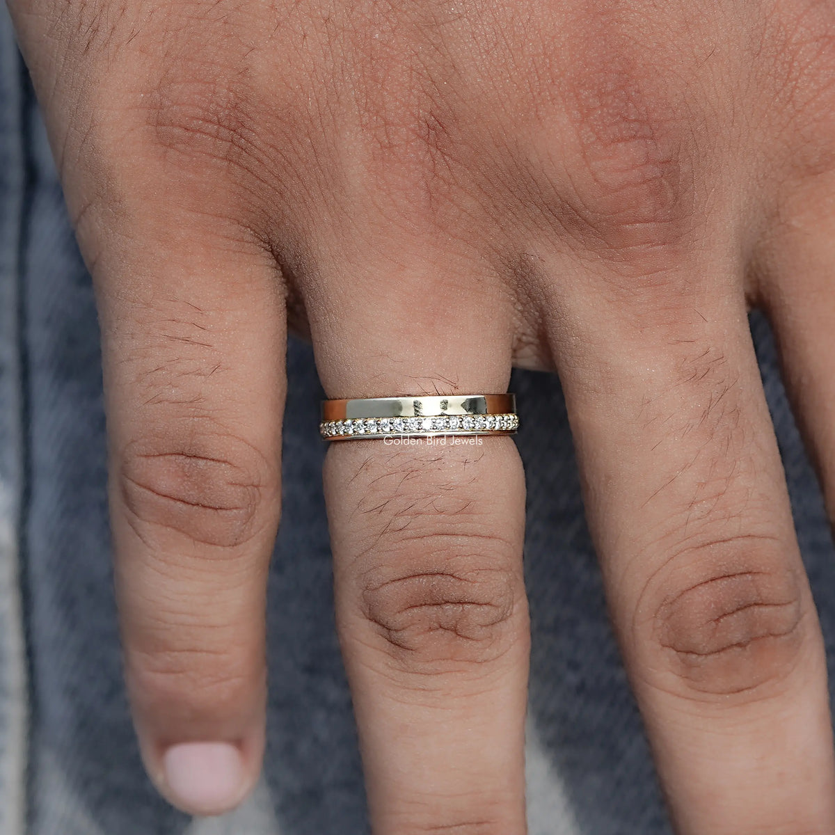 Close up view of Round Diamond Full Eternity Engagement Ring
