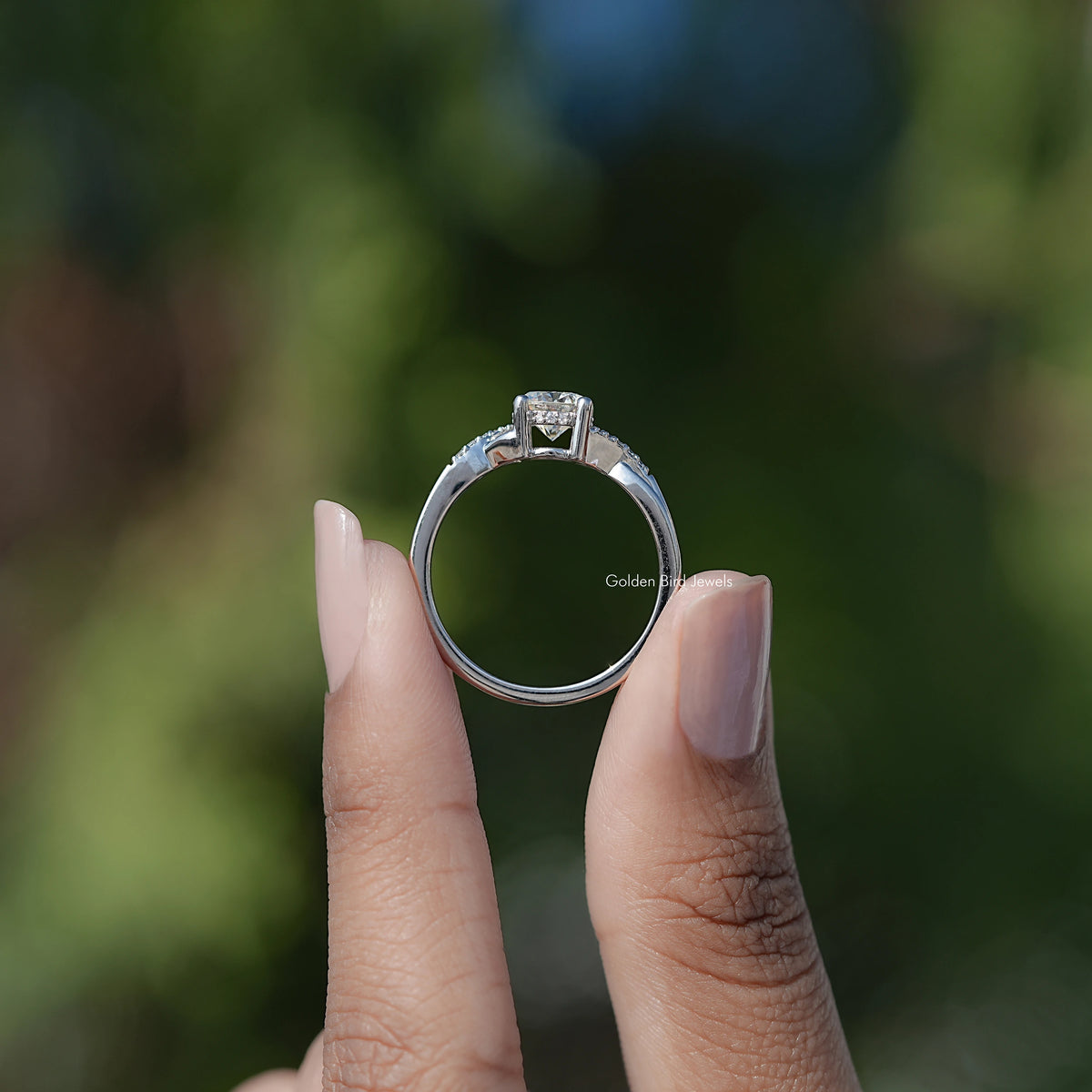 Back View Of Criss Cross Accent Engagement Ring
