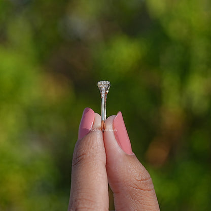 Side View Of Lab Diamond Round Cluster Engagement Ring
