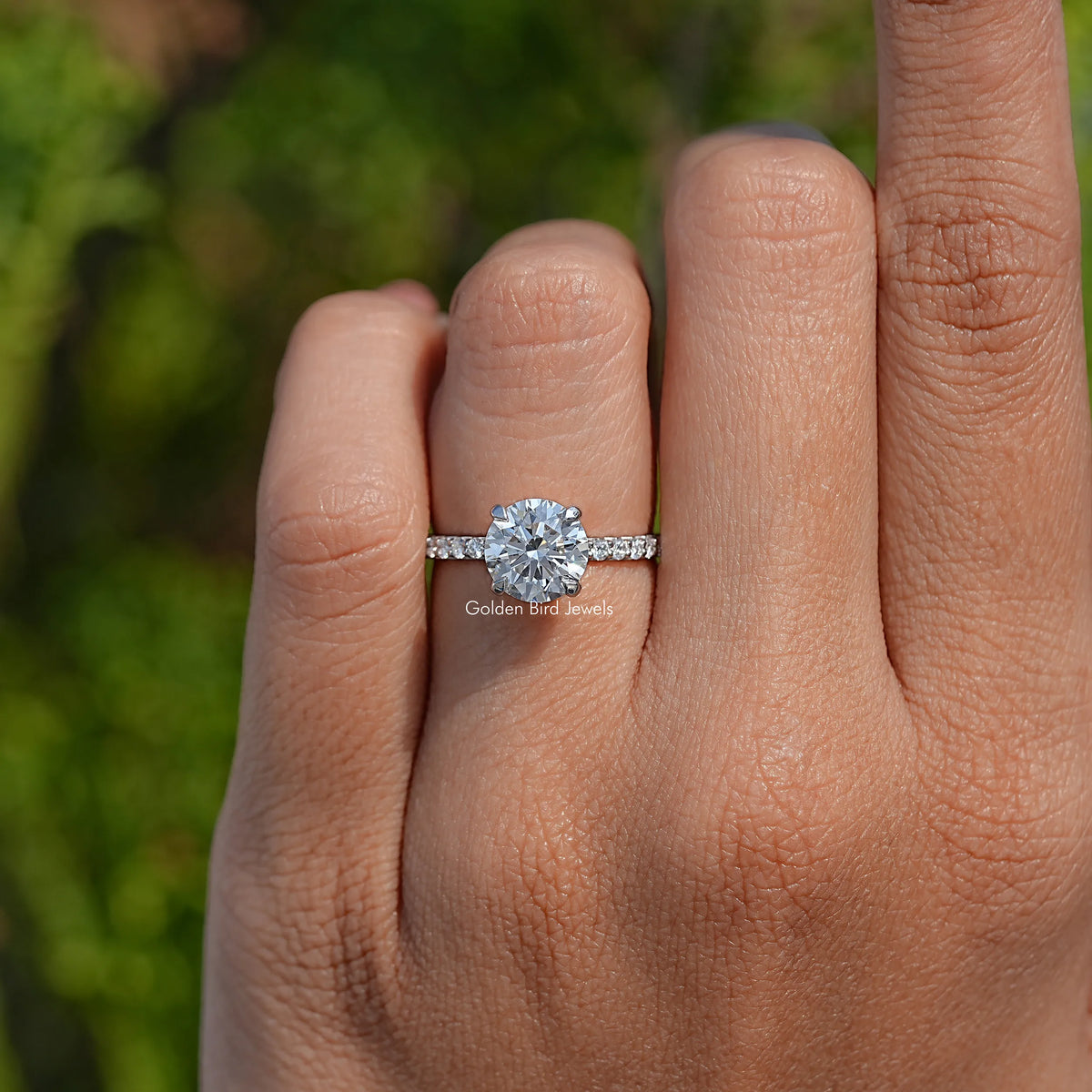 Top View Of Lab Diamond Round Cut Halo Ring