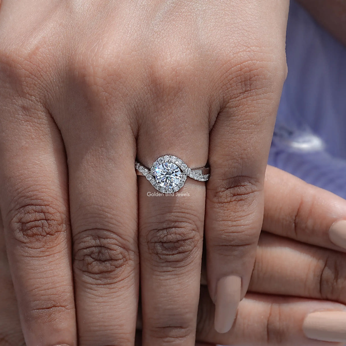 Close up view of Timeless Round Lab Diamond Bypass Ring