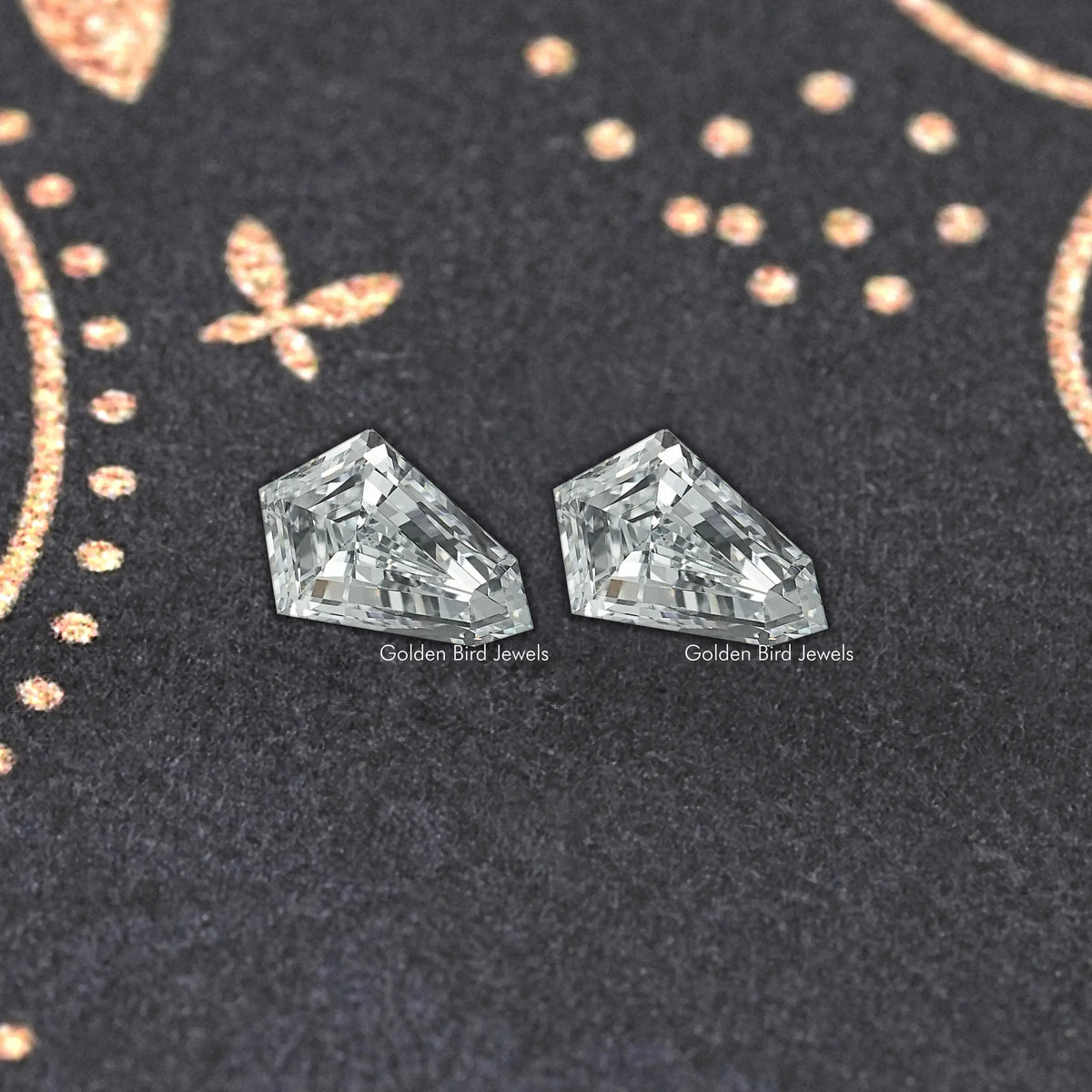Shield-cut lab-grown diamond stud earrings, clear faceted rectangular stones