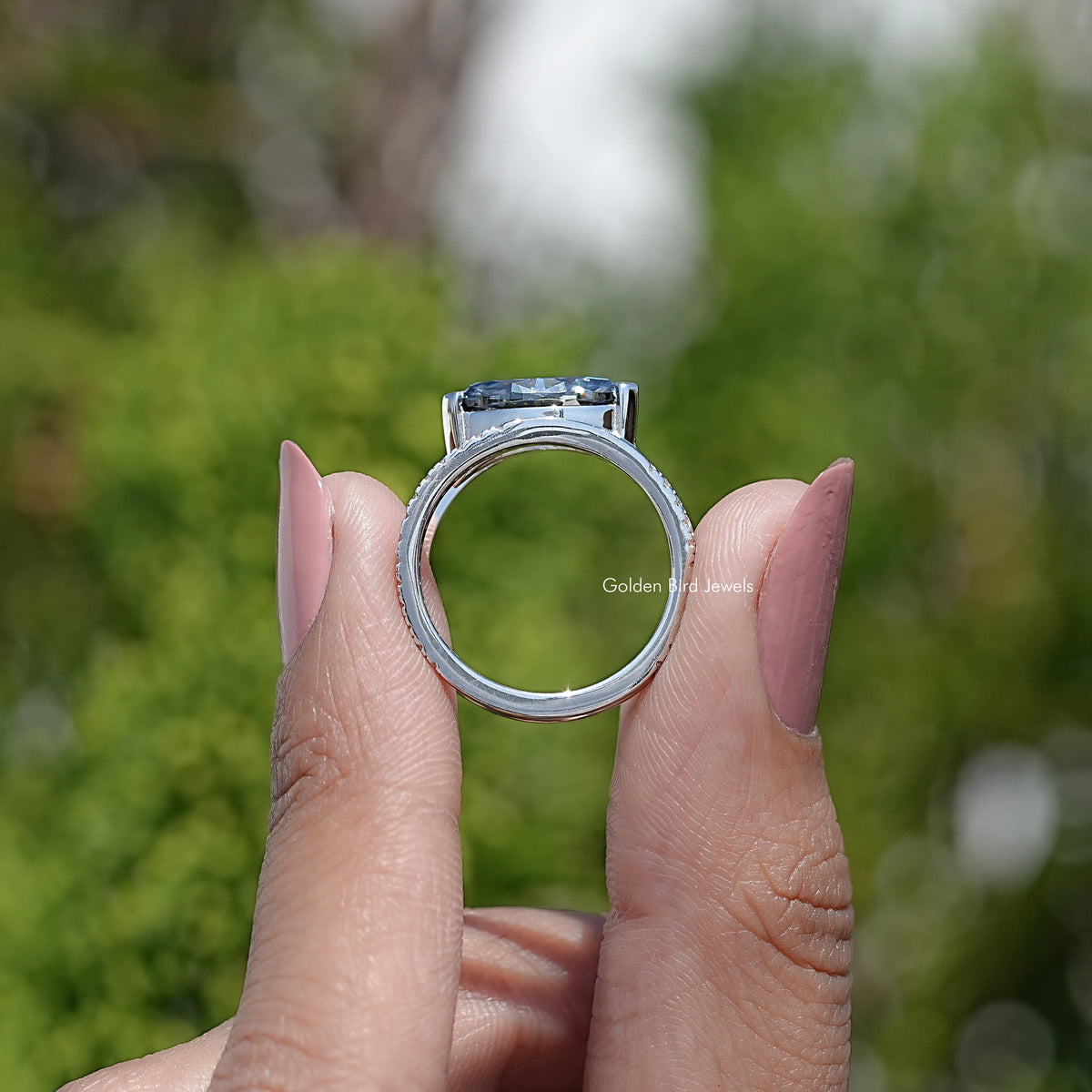 Back View Of Split Shank Marquise Engagement Ring