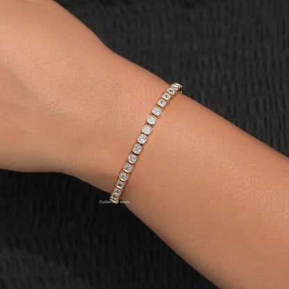 Close View Of Cushion Lab Diamond Bracelet 
