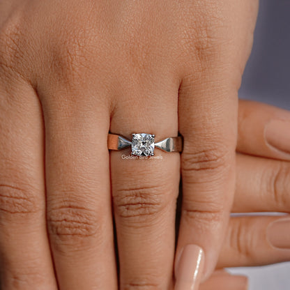 Detailed View Of Square Old Mine Cushion Diamond Solitaire Ring
