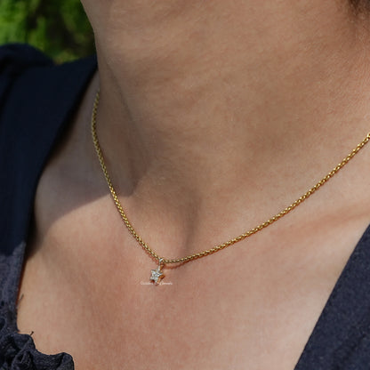 Detailed View Of Star Shaped Round Cut Lab Diamond Pendant In Women's
