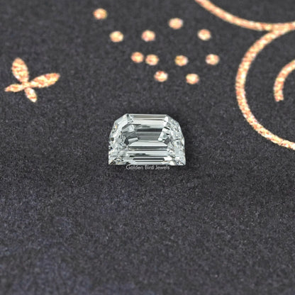 Step-cut lab-grown diamond, rectangular emerald cut with clear icy sparkle