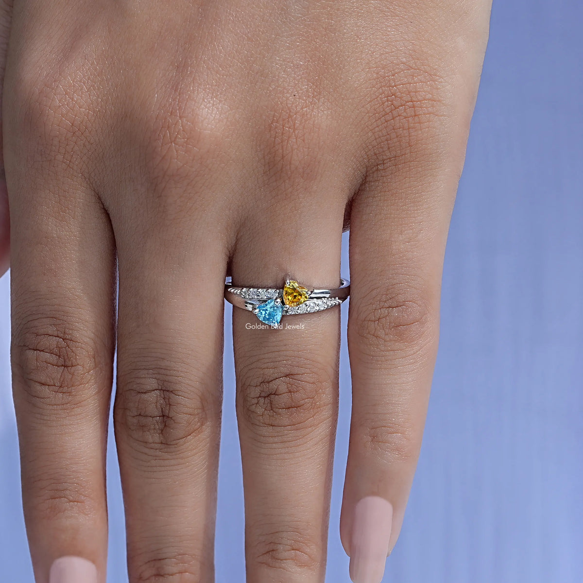 Toi Et Moi Heart Shaped Gemstone Ring In White Gold