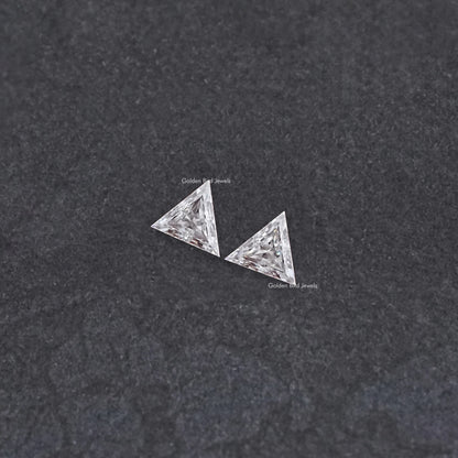 Matching triangular moissanite stones, clear and faceted