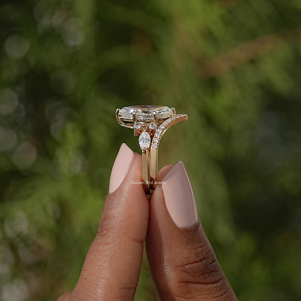 Marquise Cut Moissanite Cluster Set Engagement Ring