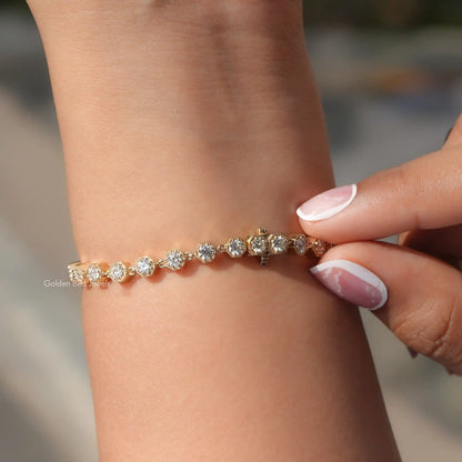 Back view of moissanite round cut bracelet
