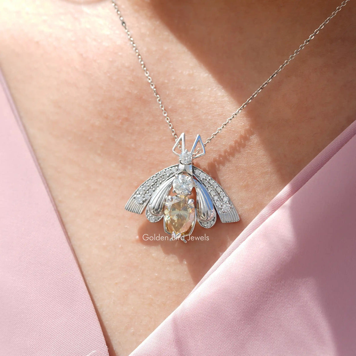 View of moissanite pendant for women