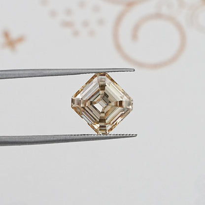 Front View Of Old Mine Asscher Cut Loose Moissanite Stone