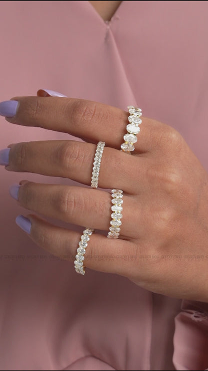 Oval Cut Moissanite Half Eternity Wedding Band
